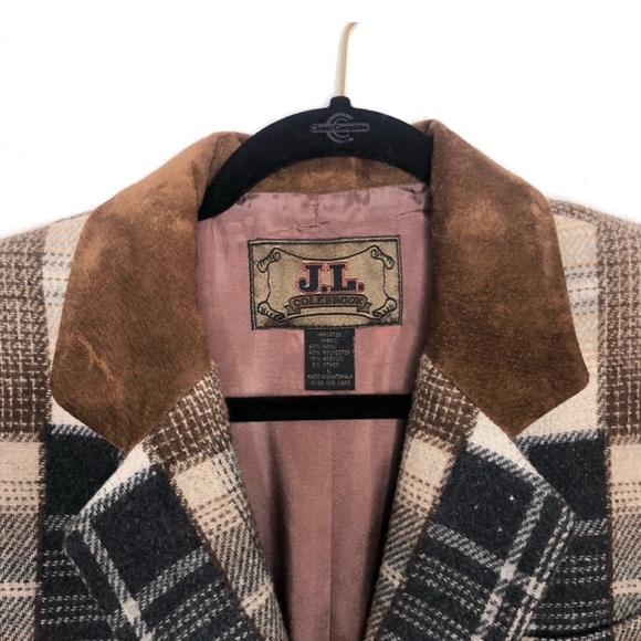 Vintage JL Colebrook Plaid Patchwork Wool Coat Size Large - Picture 5 of 6